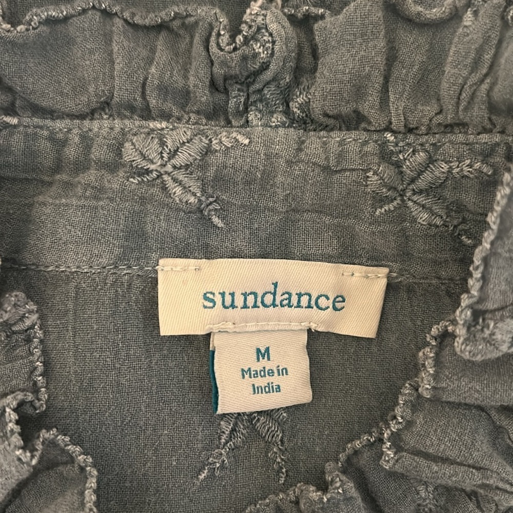 Sundance Embroidered Ruffle Button Front Top.    Medium - Picture 3 of 7